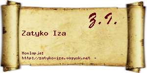 Zatyko Iza névjegykártya